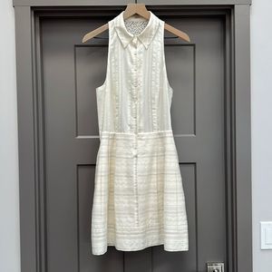 L’Agence Tonal Stripe/Lace Dress, Cream, sz 6